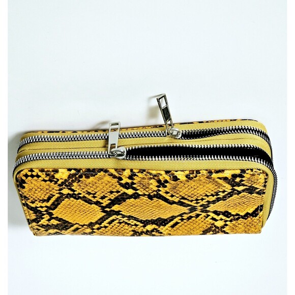Wristlet Wallet Faux Snake Skin Card Slots Metal Double Zipper 8"x4"x2 "NWOT! - Picture 6 of 14